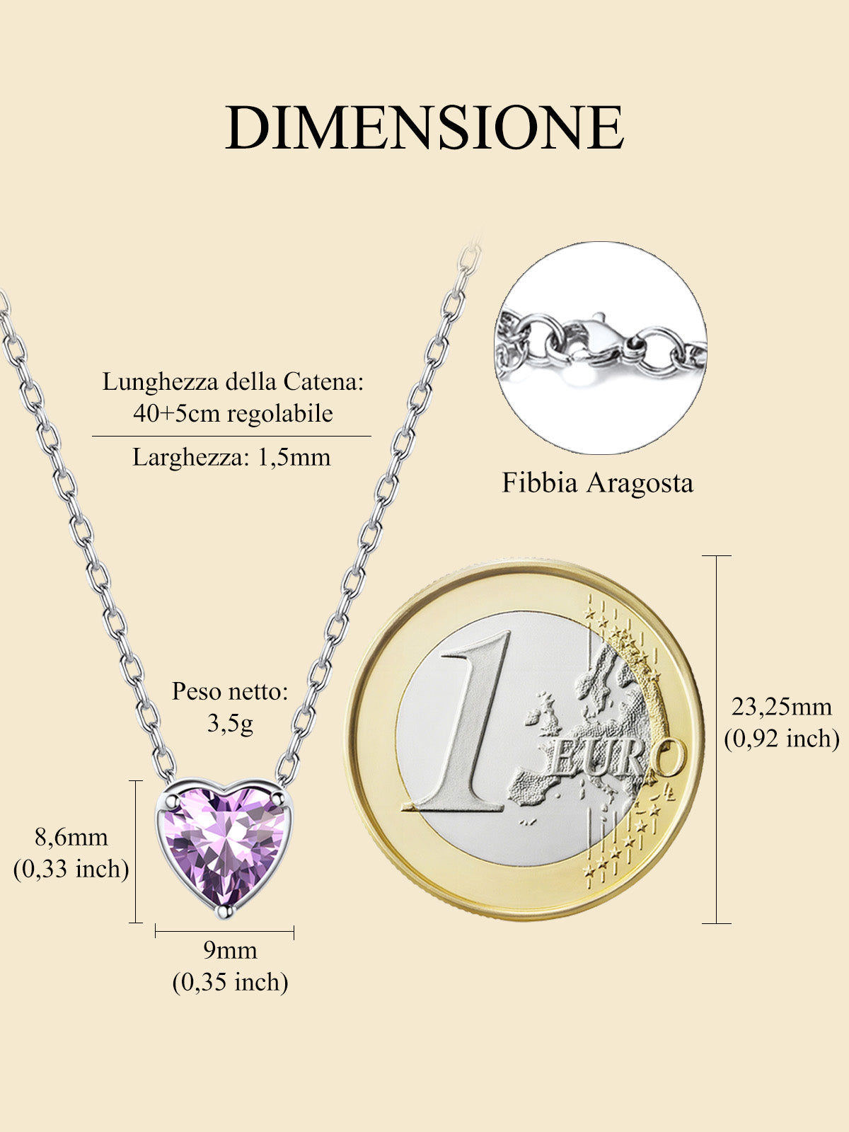 Silver Necklace 925 Sterling Silver Birthstone Love Heart Necklace Mother'S Day Gift