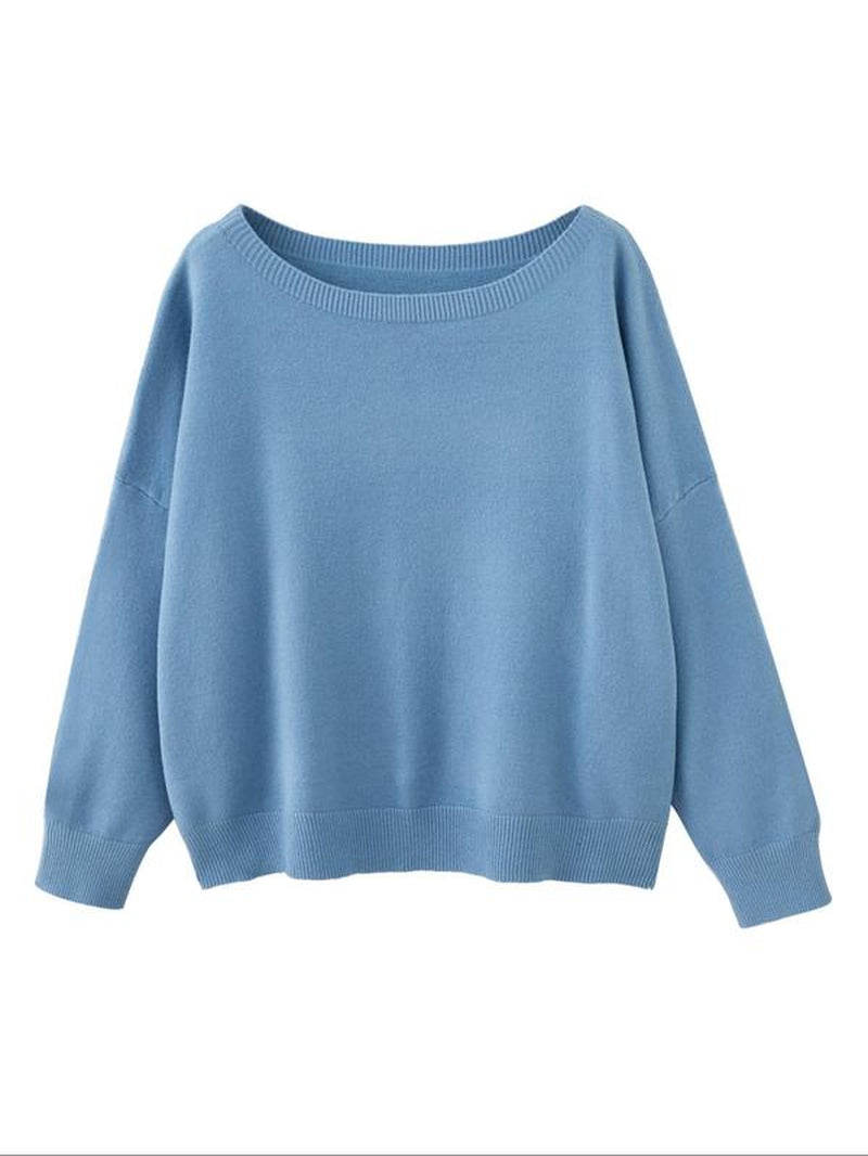 Scoop Neck Knitted Sweater