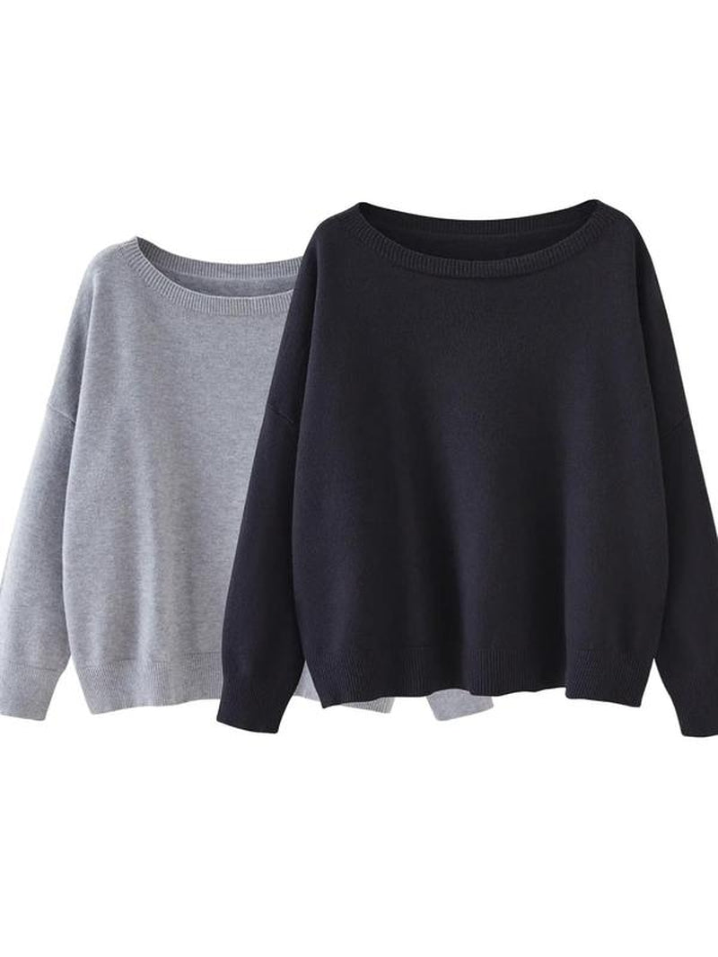 Scoop Neck Knitted Sweater