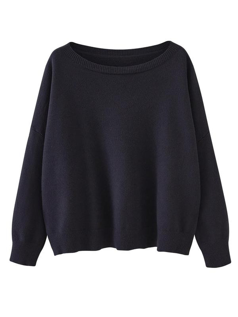 Scoop Neck Knitted Sweater