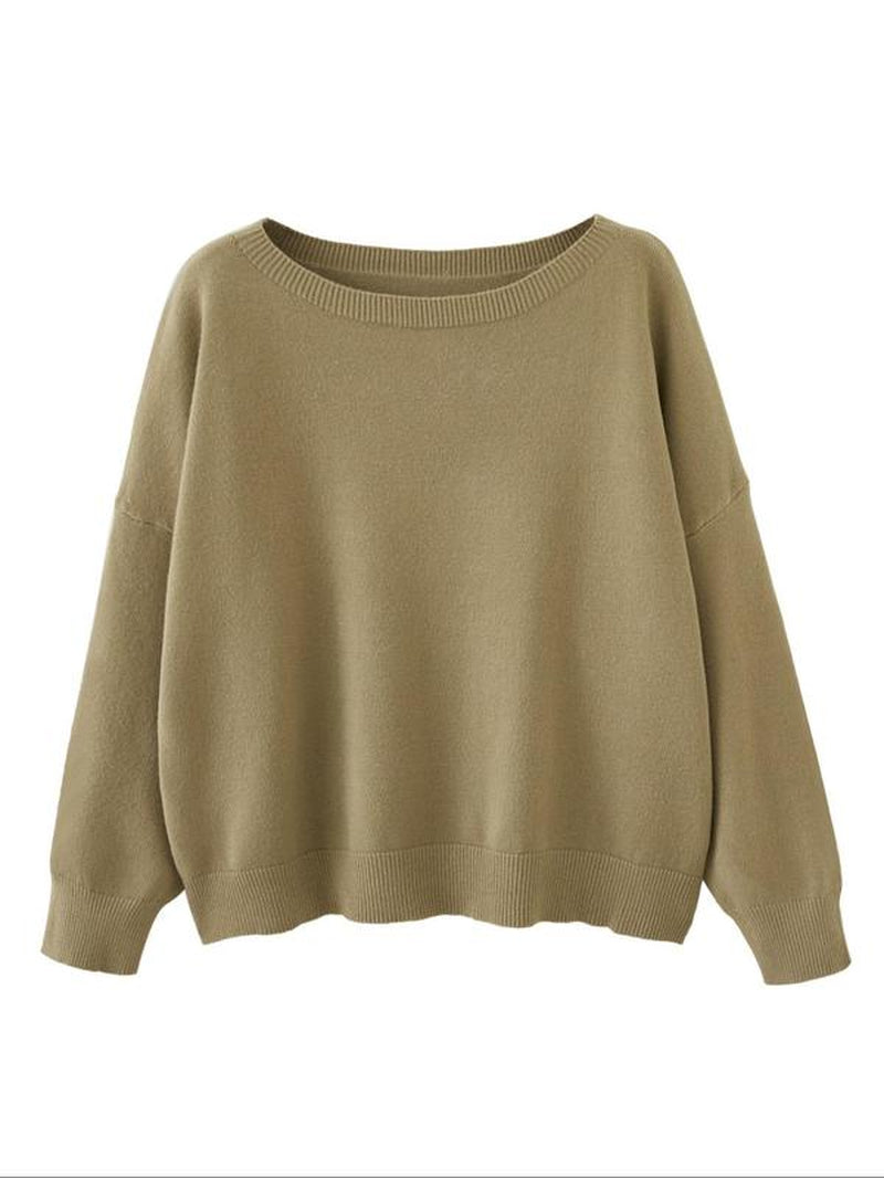 Scoop Neck Knitted Sweater
